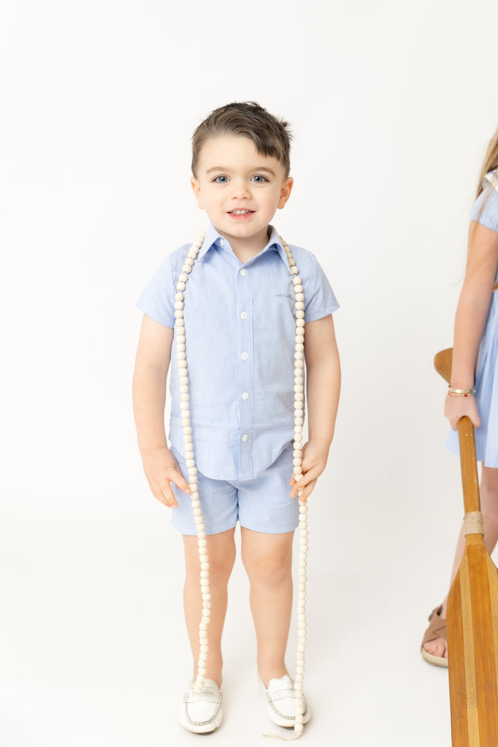 shirt s/s pinstriped - light blue