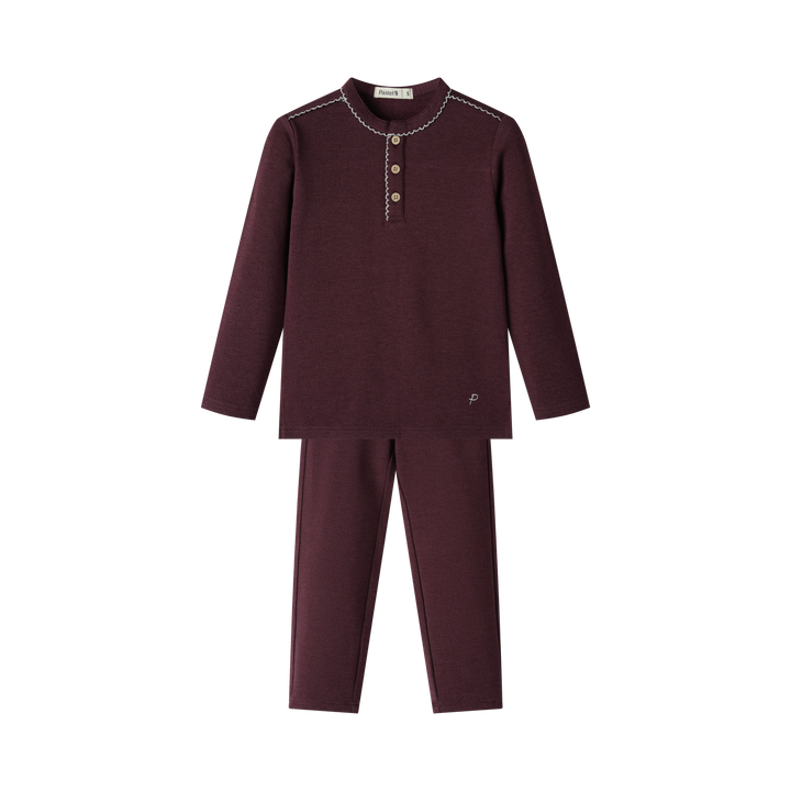 mock neck 2 pc set - mulberry