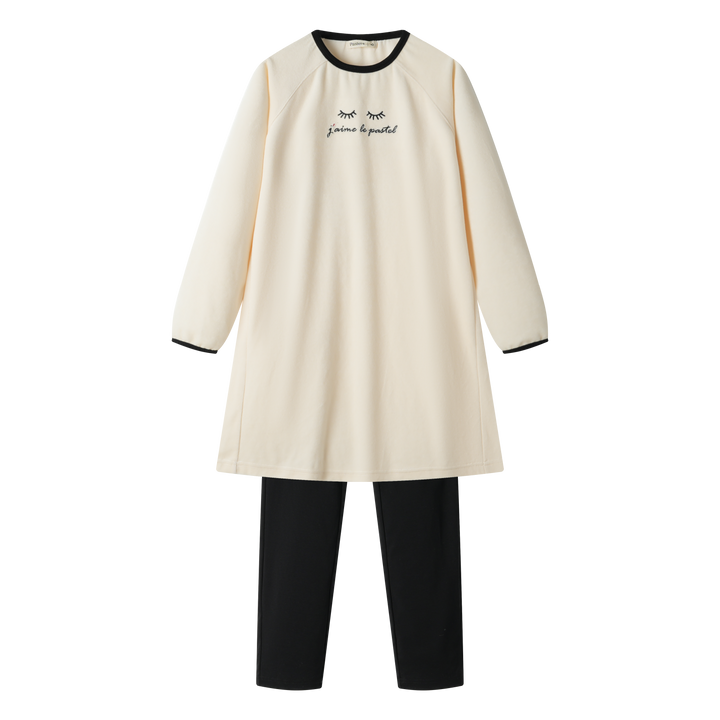 jaime le pastel velour nightshirt - cream colorblock