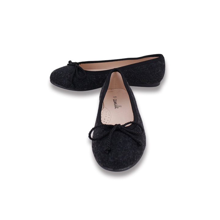 shoes ballet flat wool - black/grey