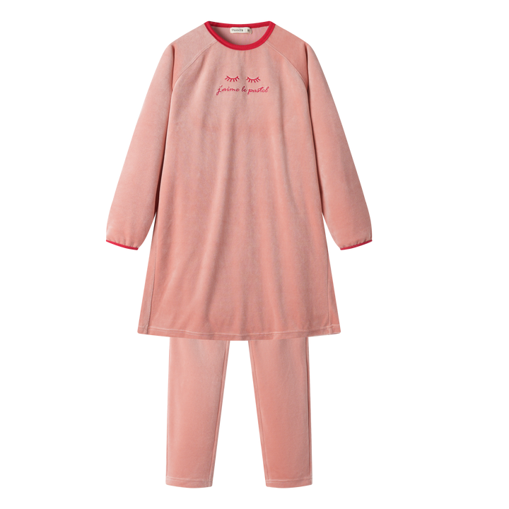 jaime le pastel velour nightshirt - pink