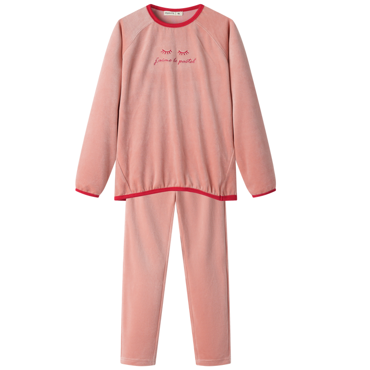 jaime le pastel velour pajama - pink