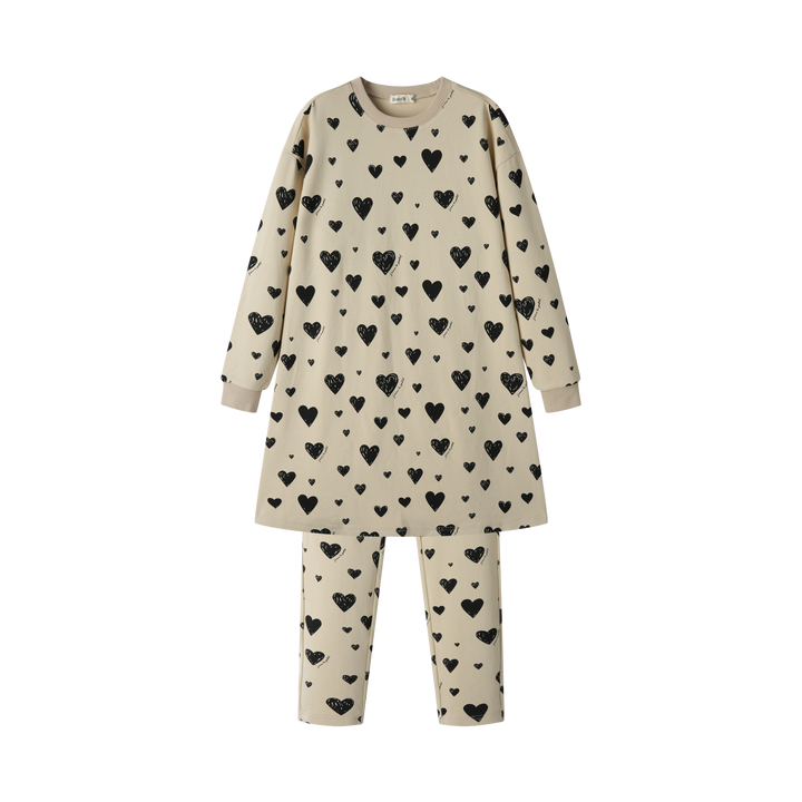 heart print nightshirt - oatmeal