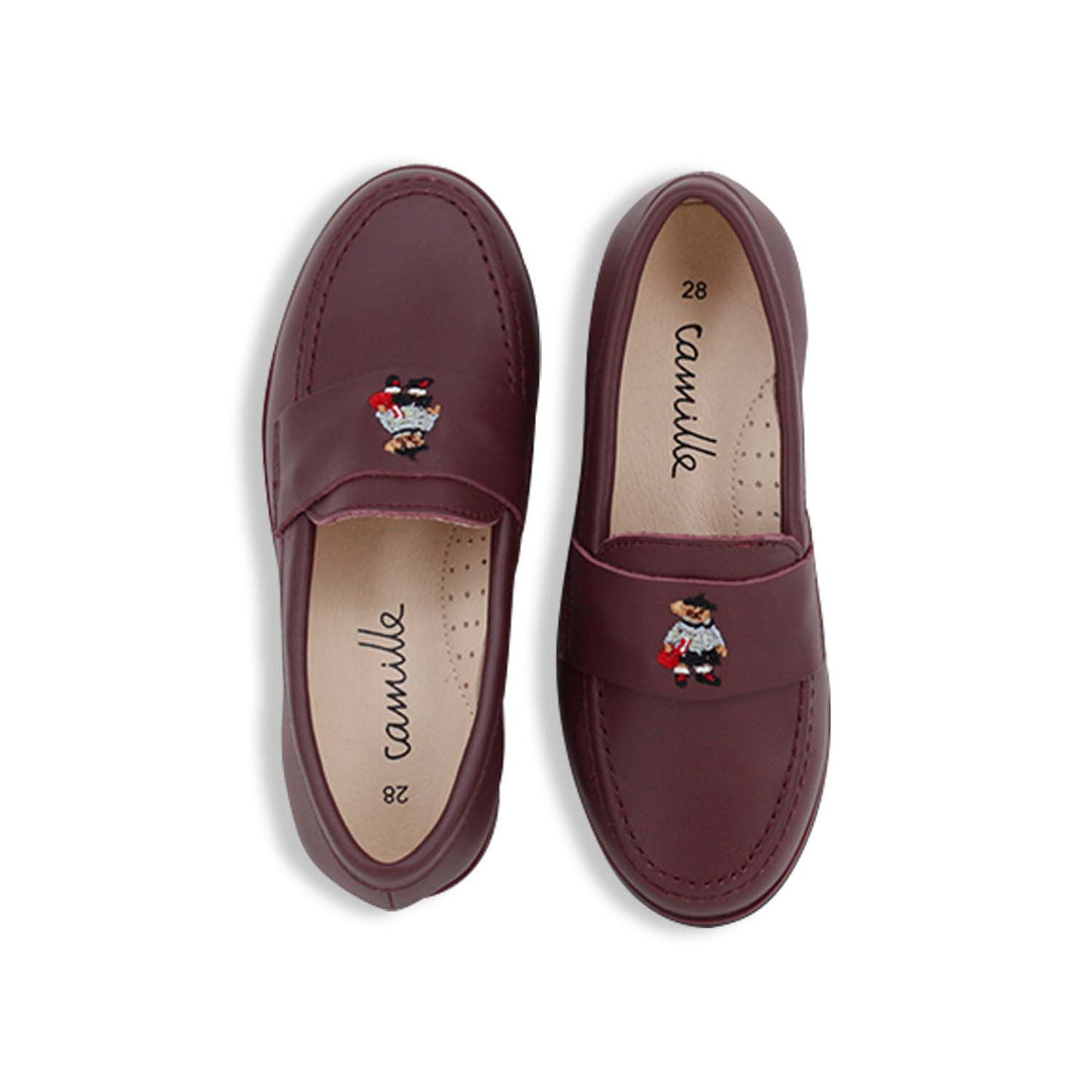 shoes ecolier leather bear loafers - burgundy leather