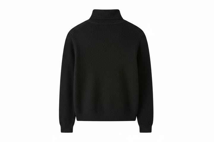 top l/s wool turtleneck - black
