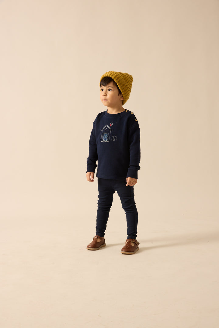 tee l/s embroidered mockneck - cream
