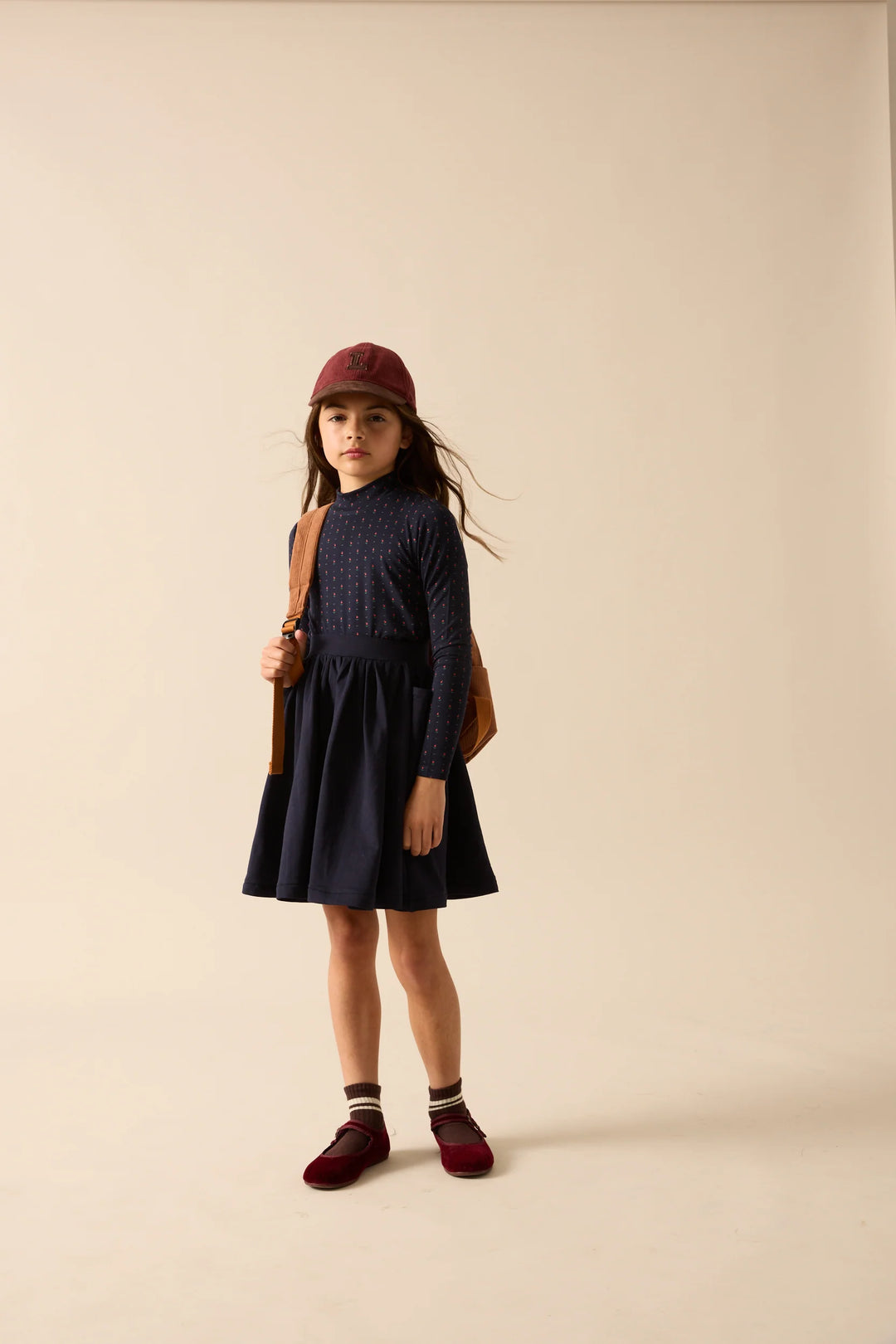 tee l/s sweet campaign printed mockneck - navy print