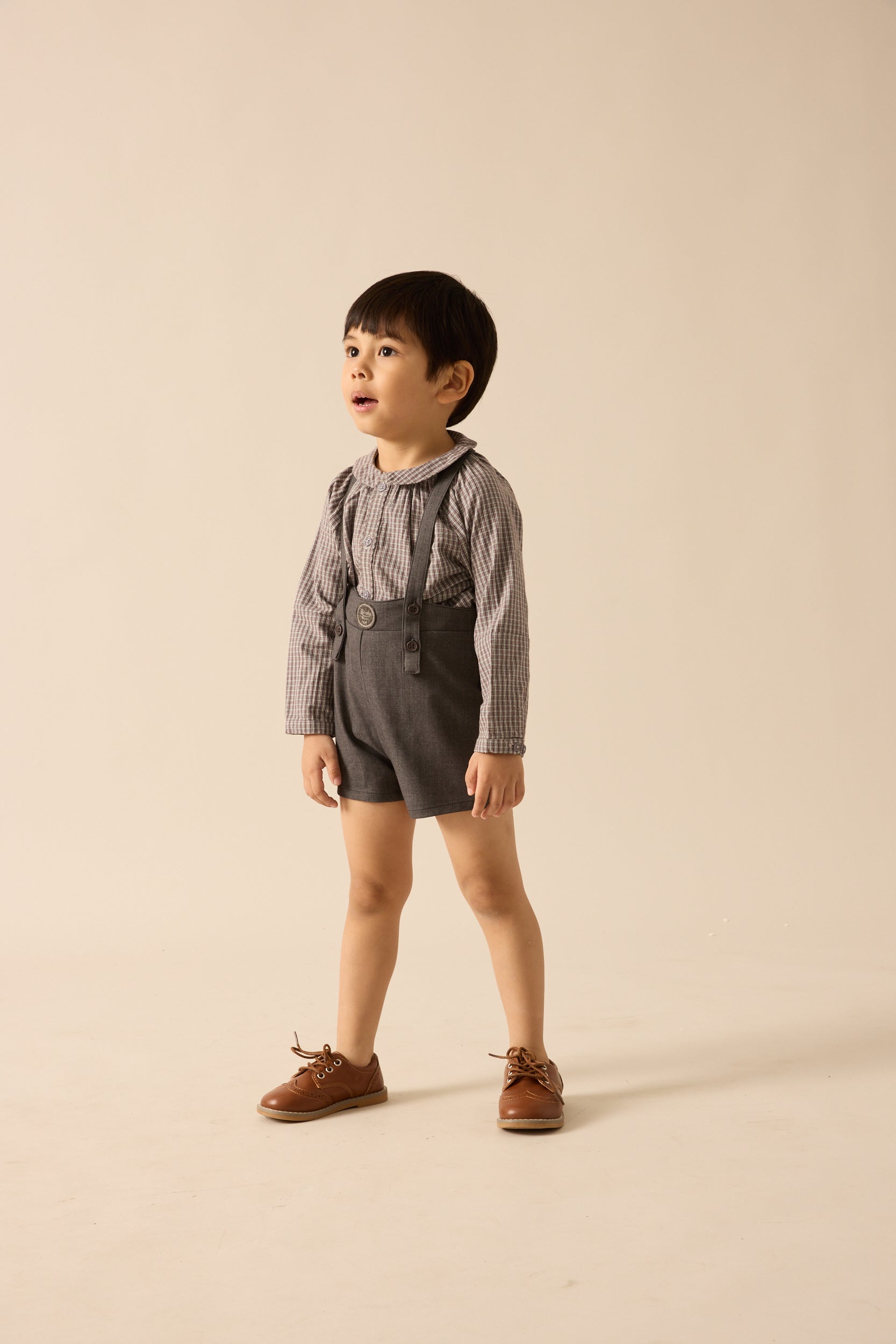 shorts plaid edition overall - chocolate brown – Lily and Todd