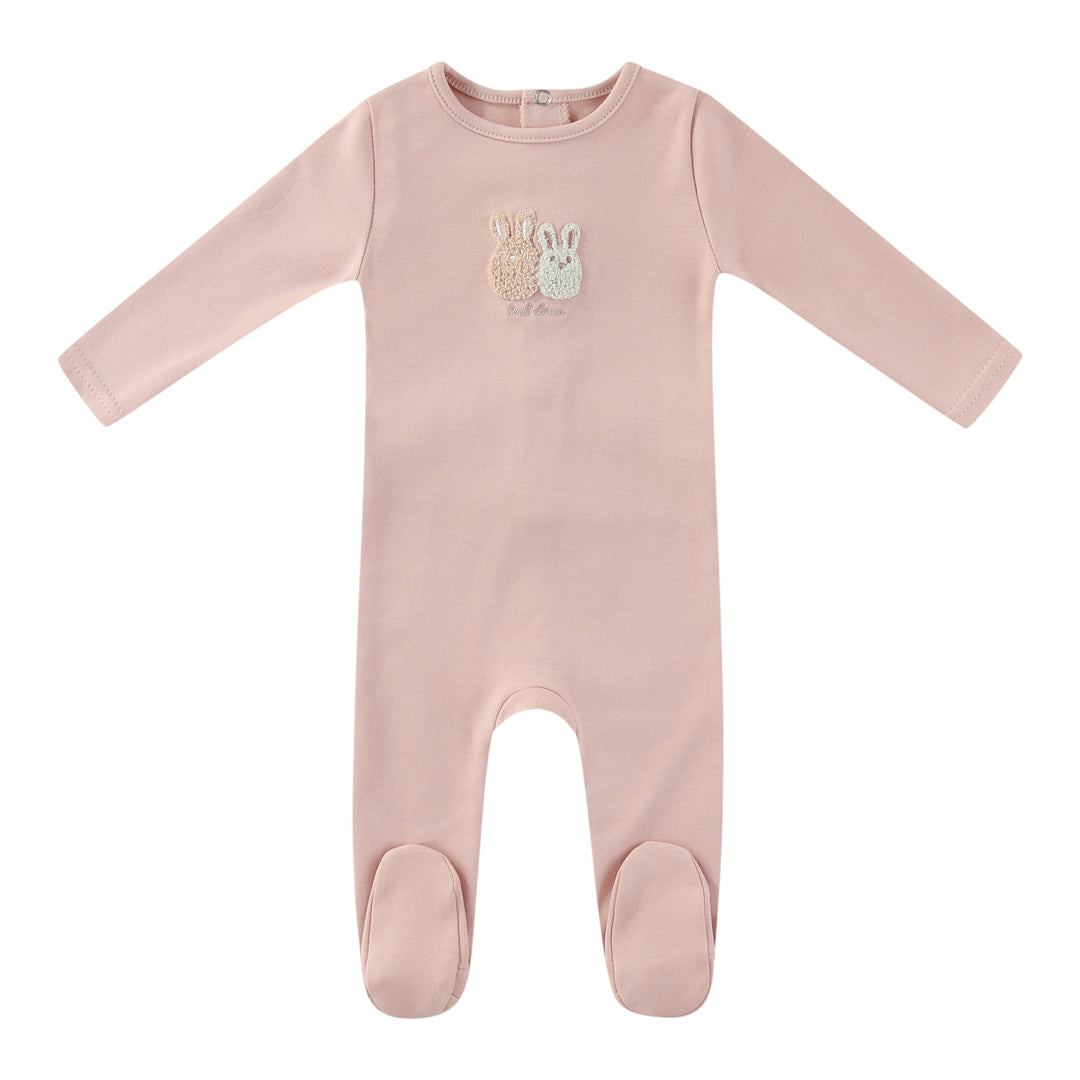 footie sherpa bunnies - pink