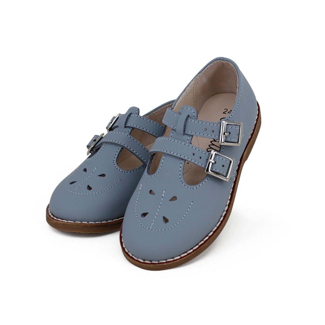 shoes clunky estella double t strap - blue