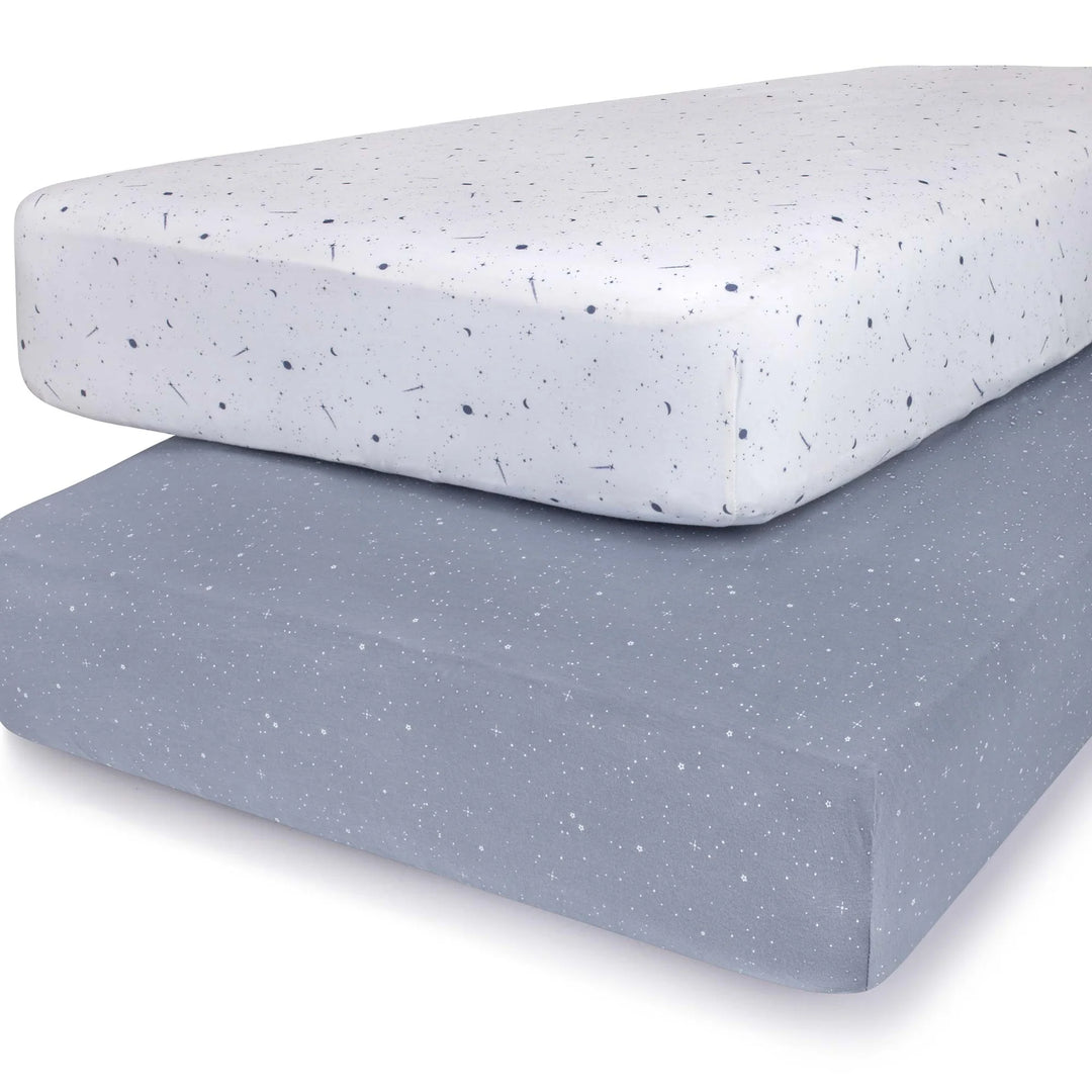 crib sheet celestial pack n play sheet 2 pack - blue celestial