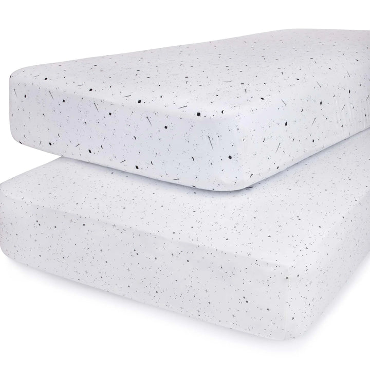 crib sheet celestial pack n play sheet 2 pack - black/white celestal