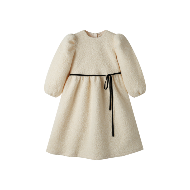 sherpa dress with bow - creme