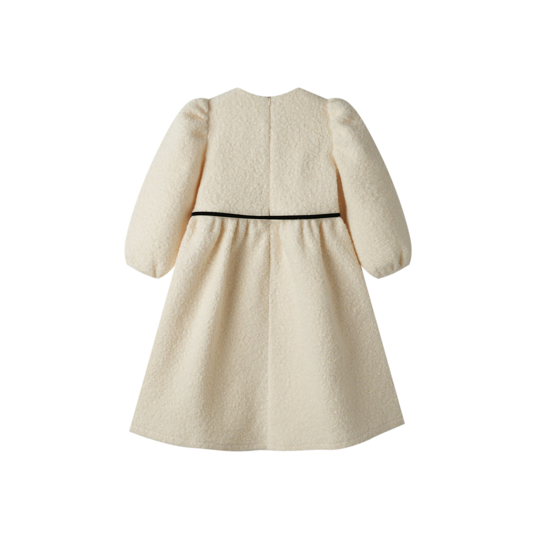 sherpa dress with bow - creme