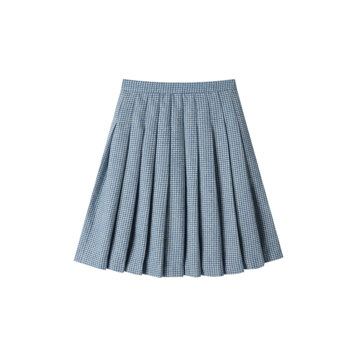 houndstooth pleated skirt - blue houndstooth