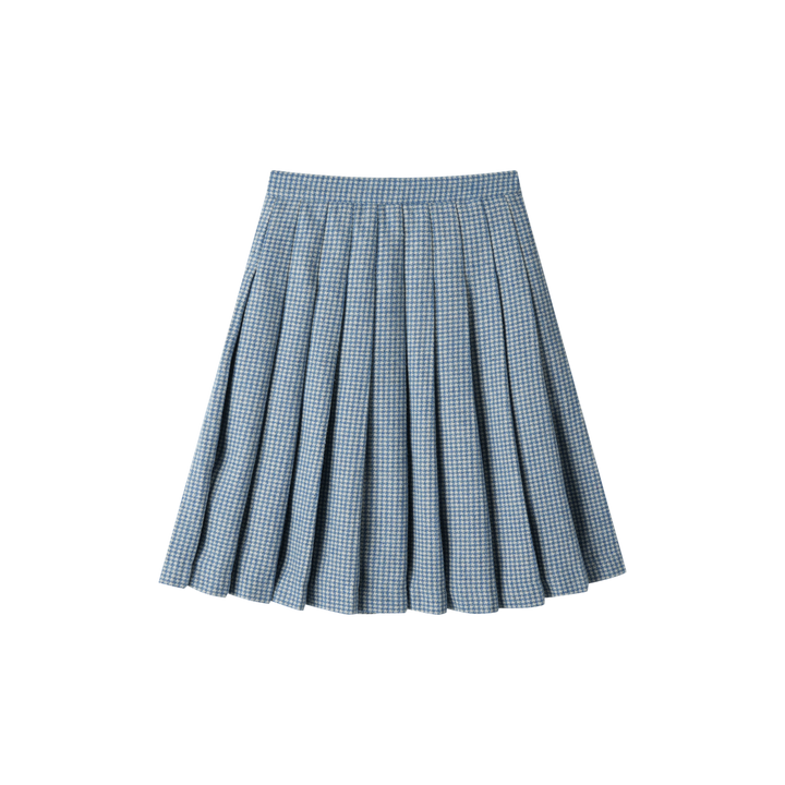 houndstooth pleated skirt - blue houndstooth