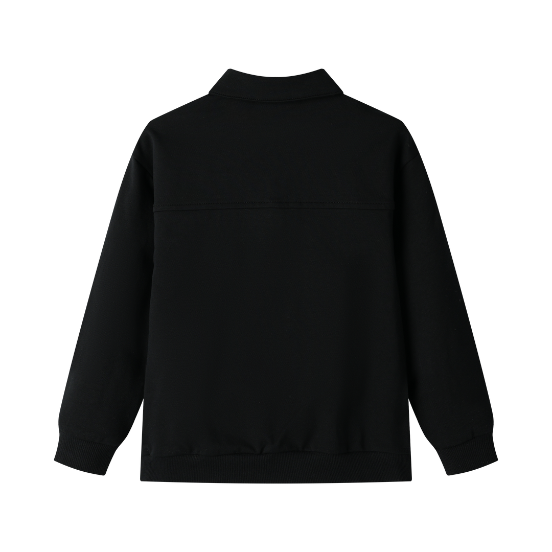 seamed polo sweatshirt - black