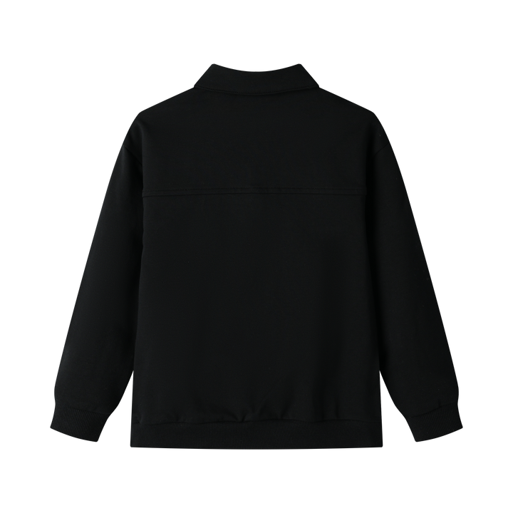 seamed polo sweatshirt - black