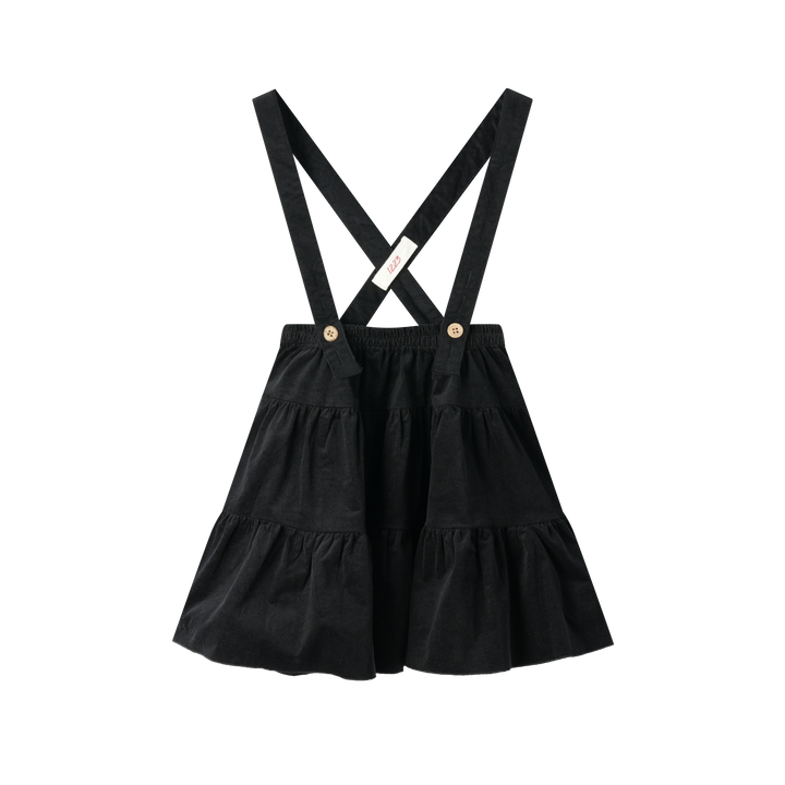 corduroy tiered suspender skirt - black