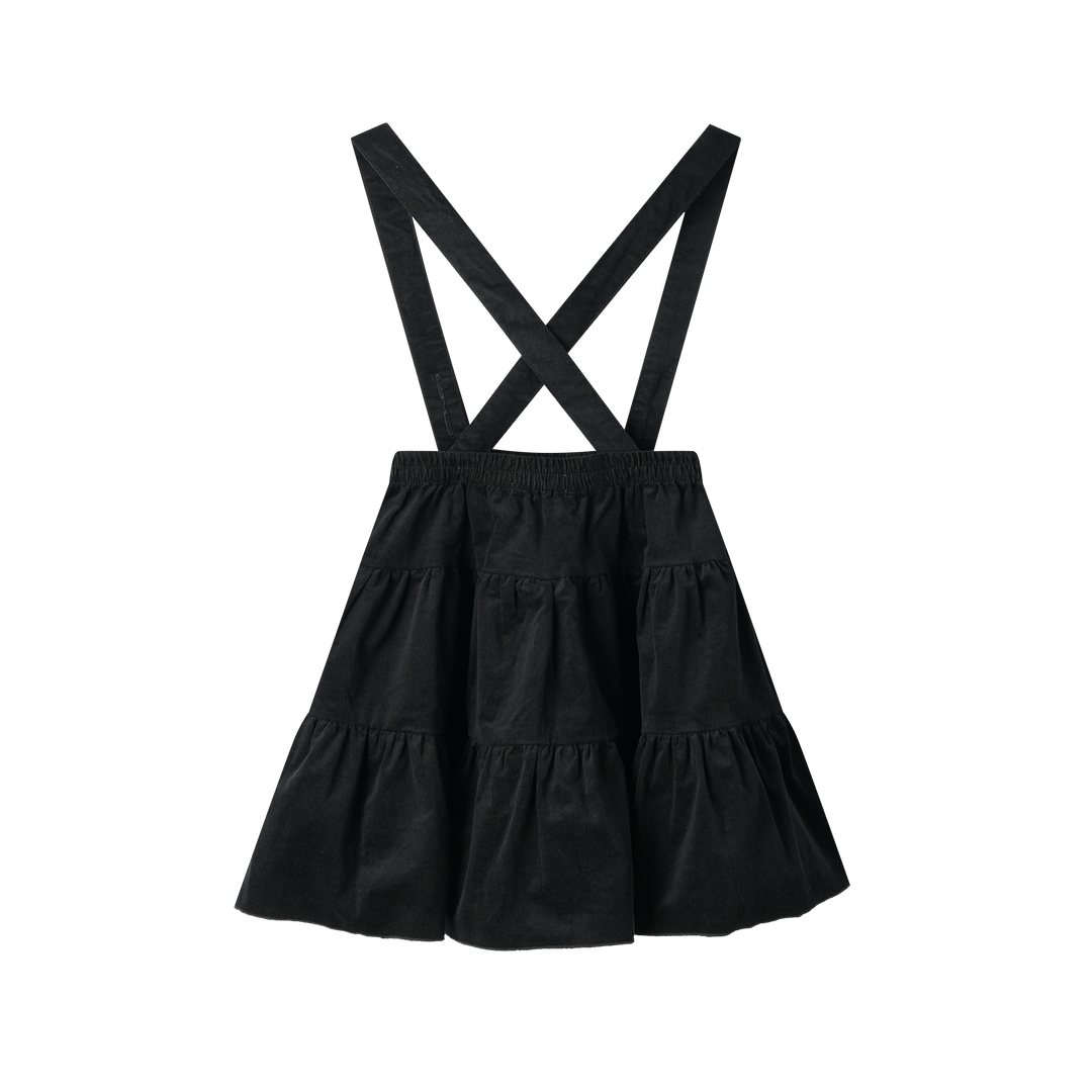 corduroy tiered suspender skirt - black