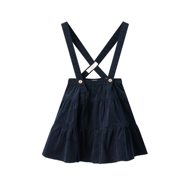 corduroy tiered suspender skirt - navy