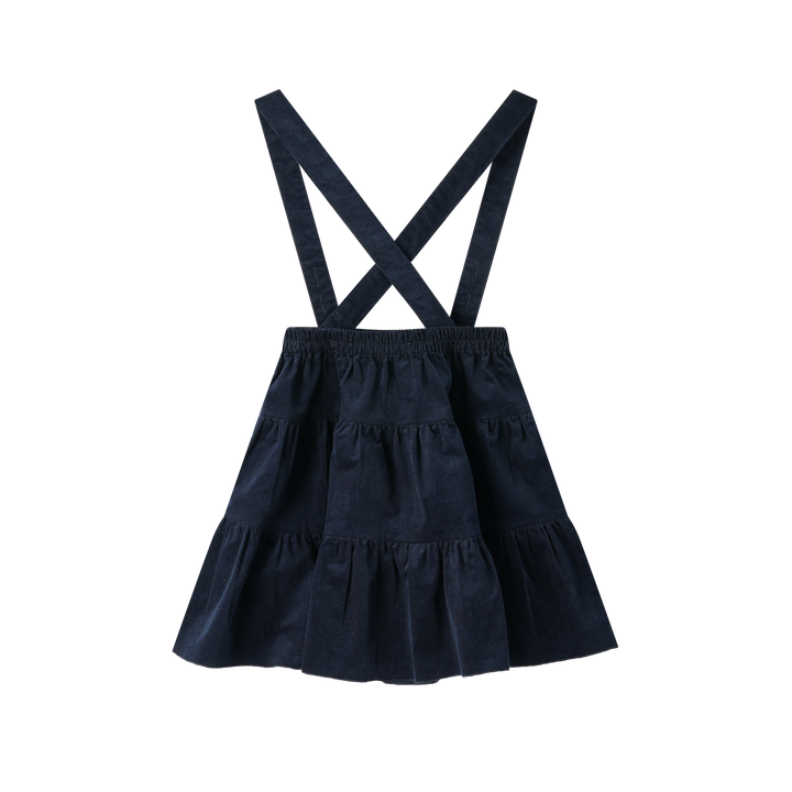 corduroy tiered suspender skirt - navy