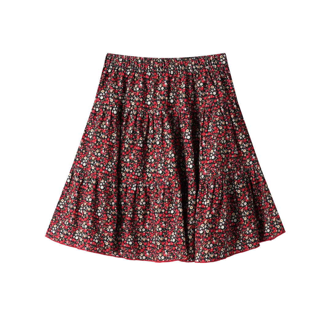 floral tiered skirt - dark floral