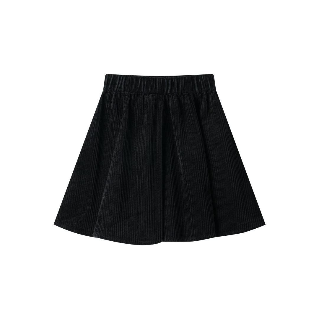 corduroy circle skirt - black