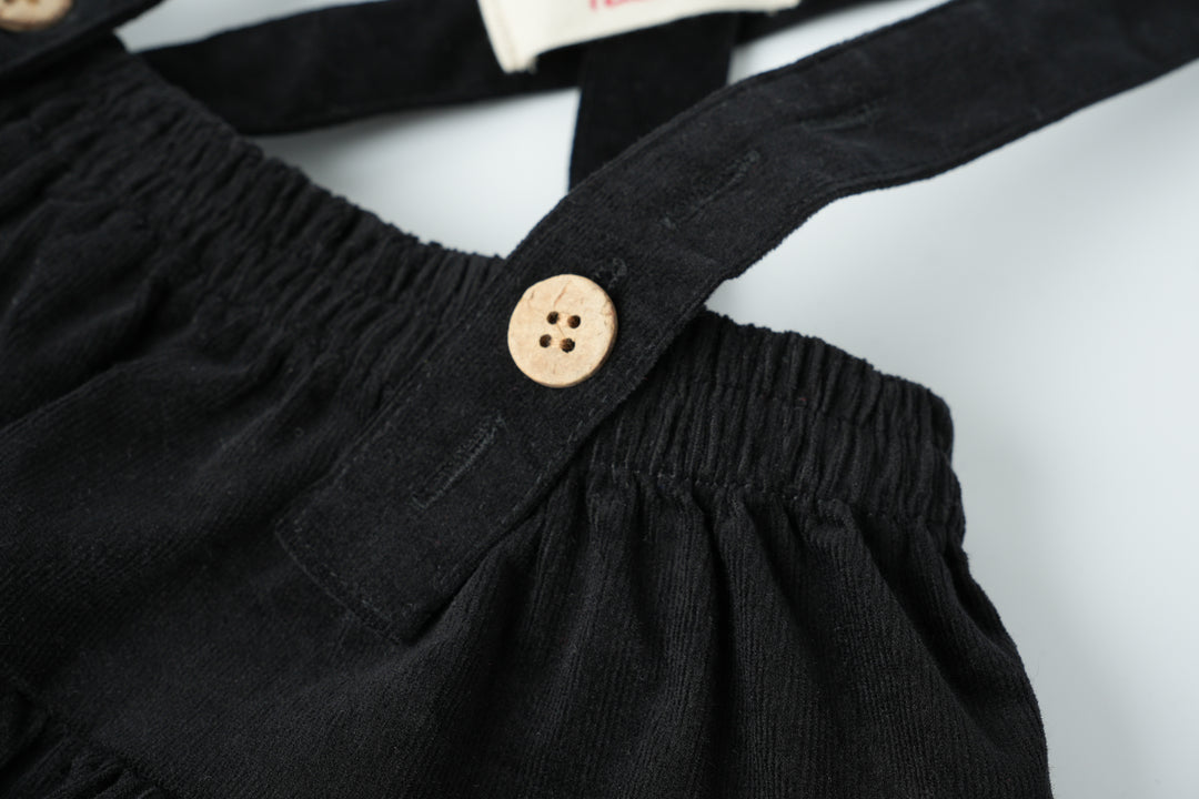 corduroy tiered suspender skirt - black