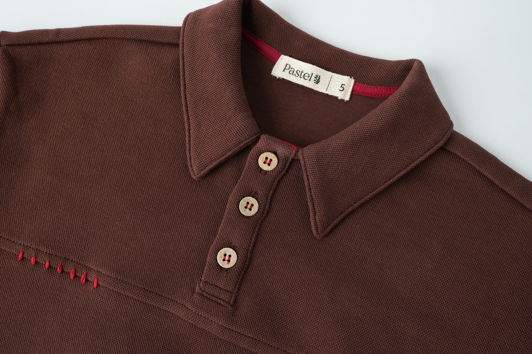 seamed polo sweatshirt - mulberry