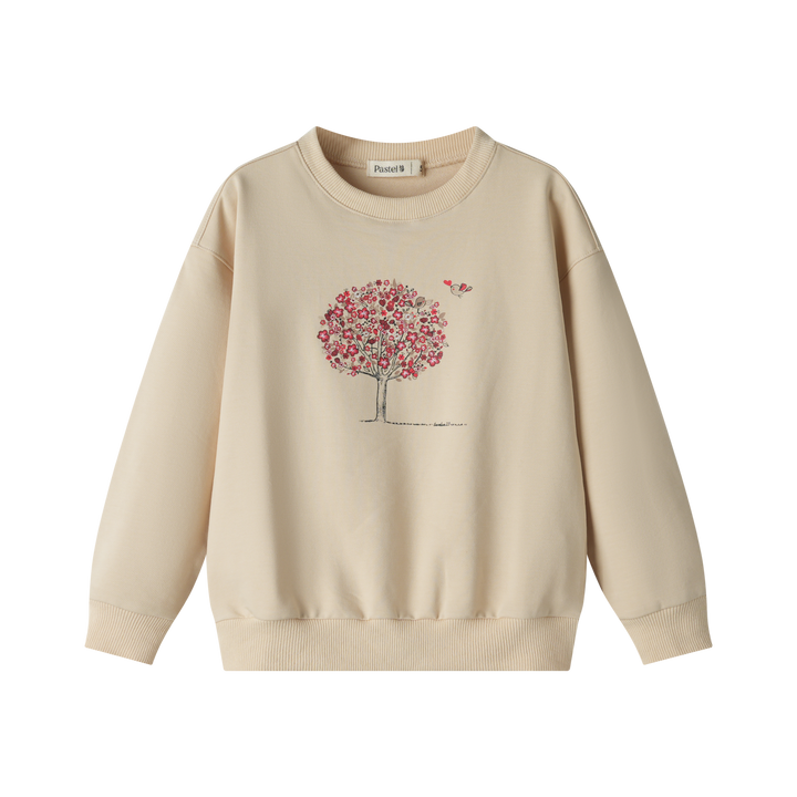 floral treehouse sweatshirt - oatmeal