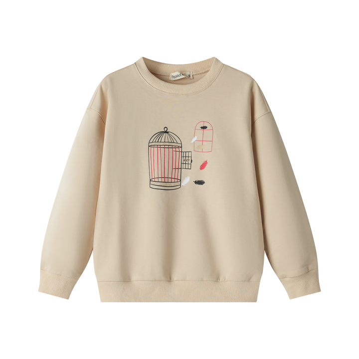 birdcage graphic sweatshirt - oatmeal