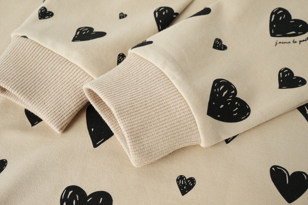 heart print nightgown - oatmeal