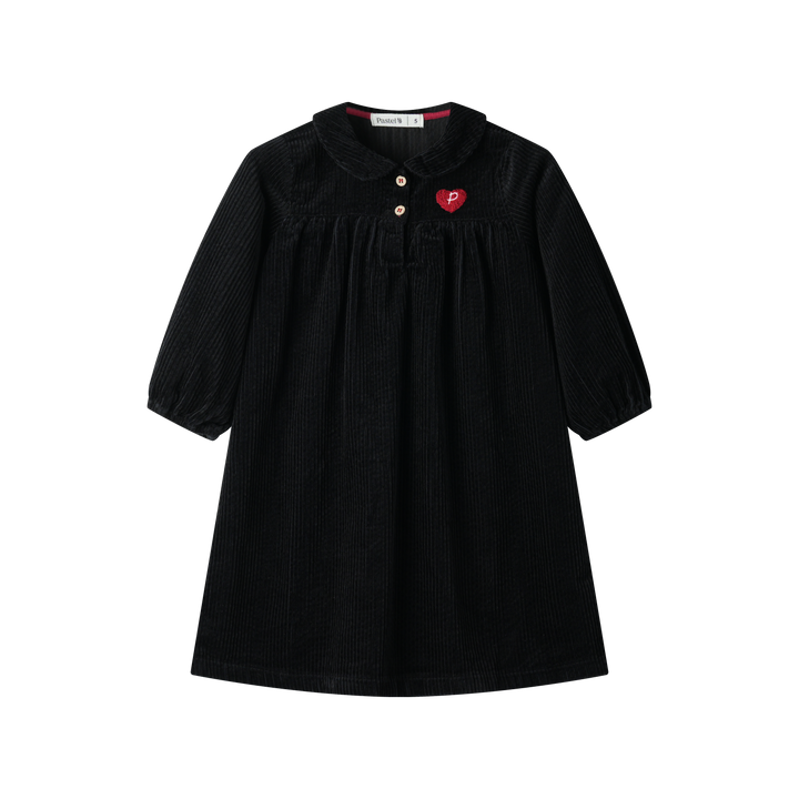 peter pan collared corduroy dress - black