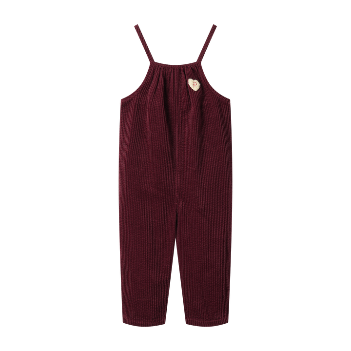 corduroy long romper - burgundy