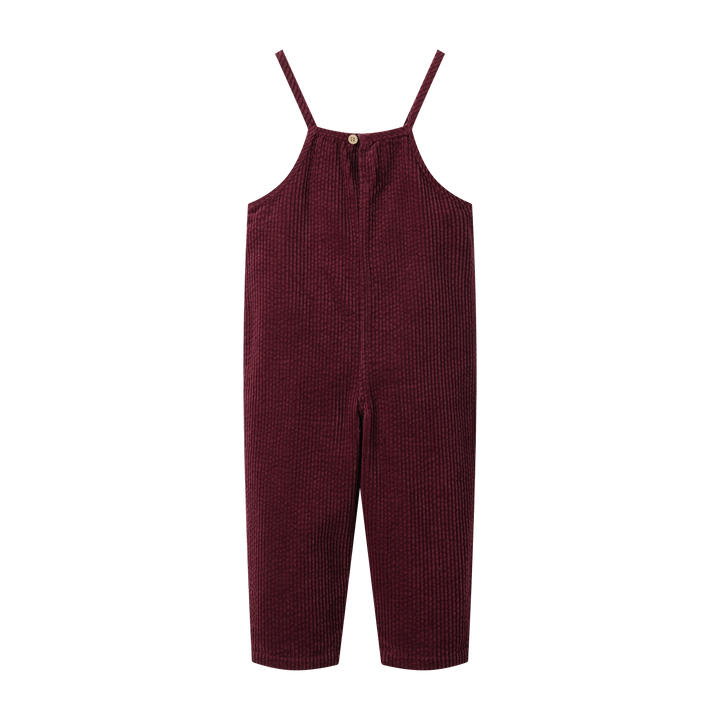 corduroy long romper - burgundy