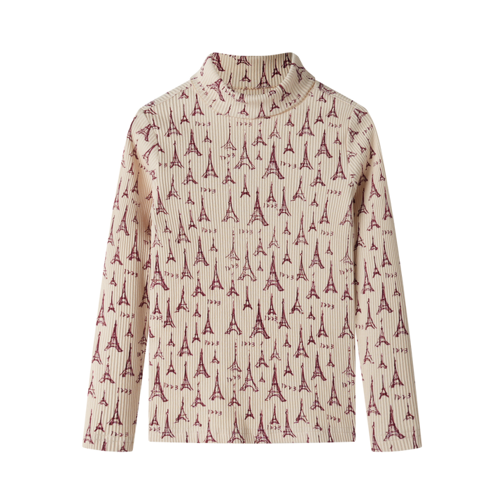 eiffel tower printed turtleneck - burgundy print