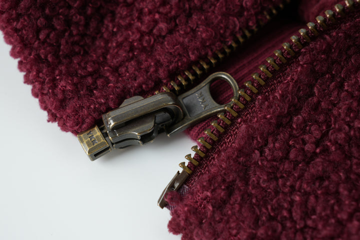 corduroy hooded bomber - burgundy