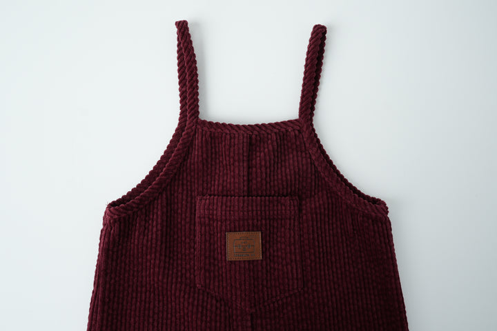 corduroy romper with pocket - burgundy