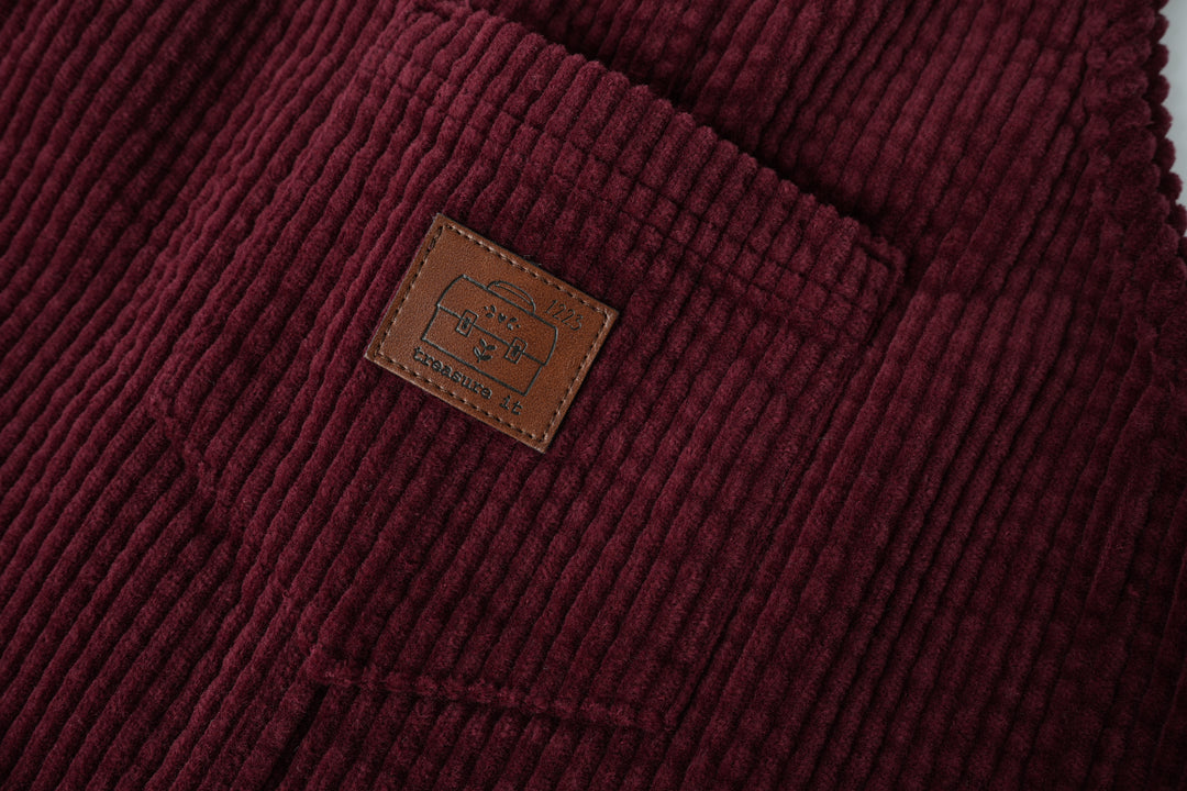 corduroy romper with pocket - burgundy