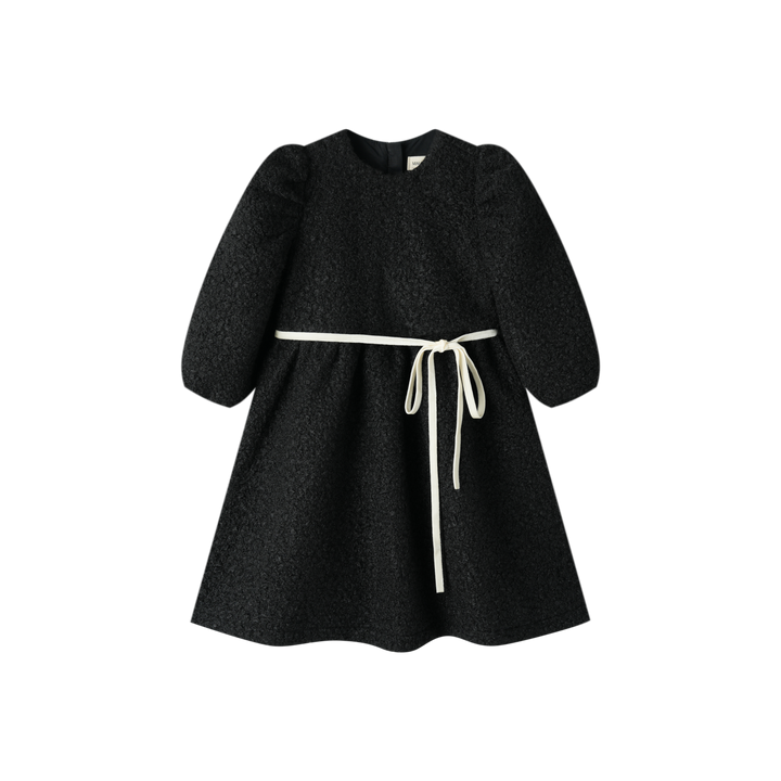 sherpa dress with bow - black