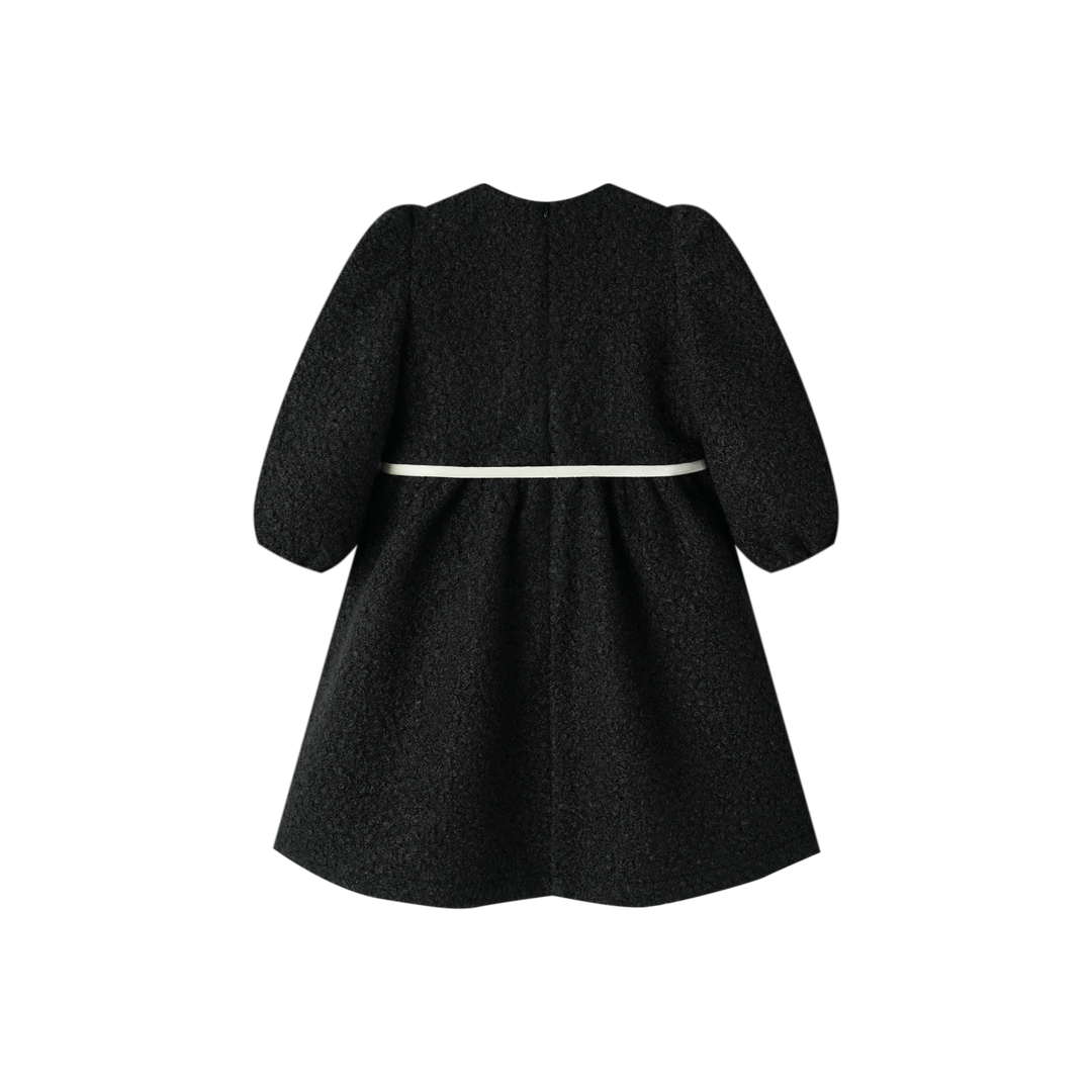 sherpa dress with bow - black