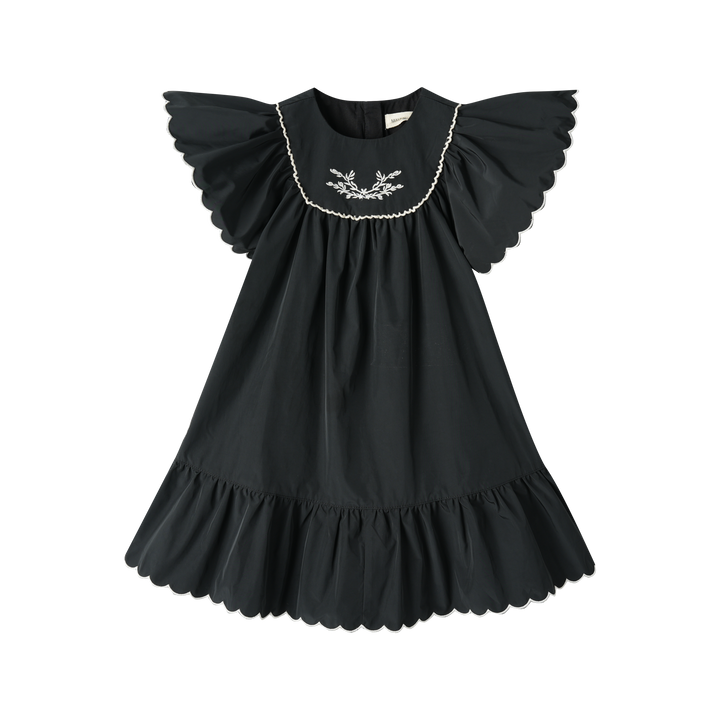 flutter sleeve taffeta jumper - black