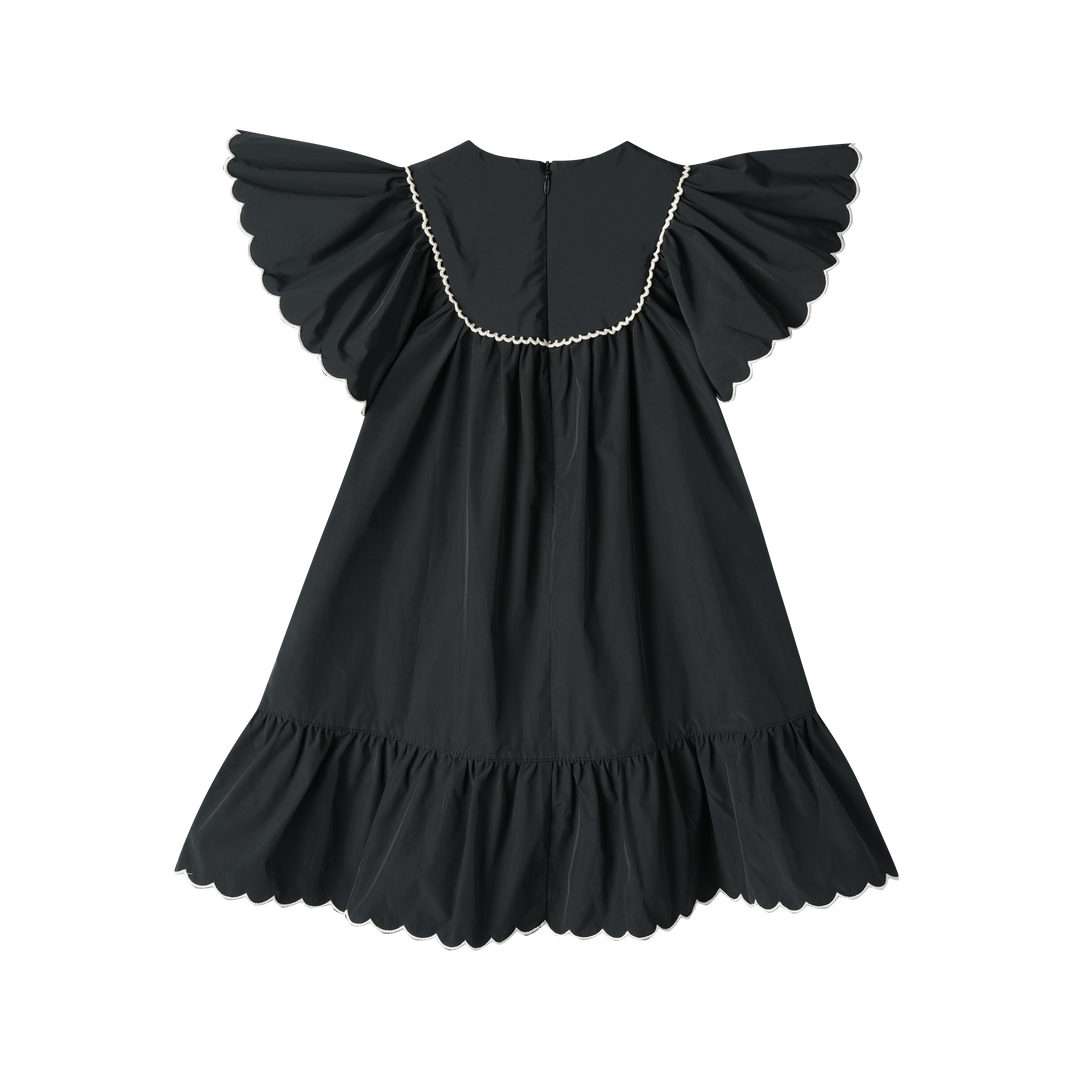 flutter sleeve taffeta jumper - black