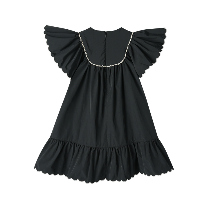 flutter sleeve taffeta jumper - black