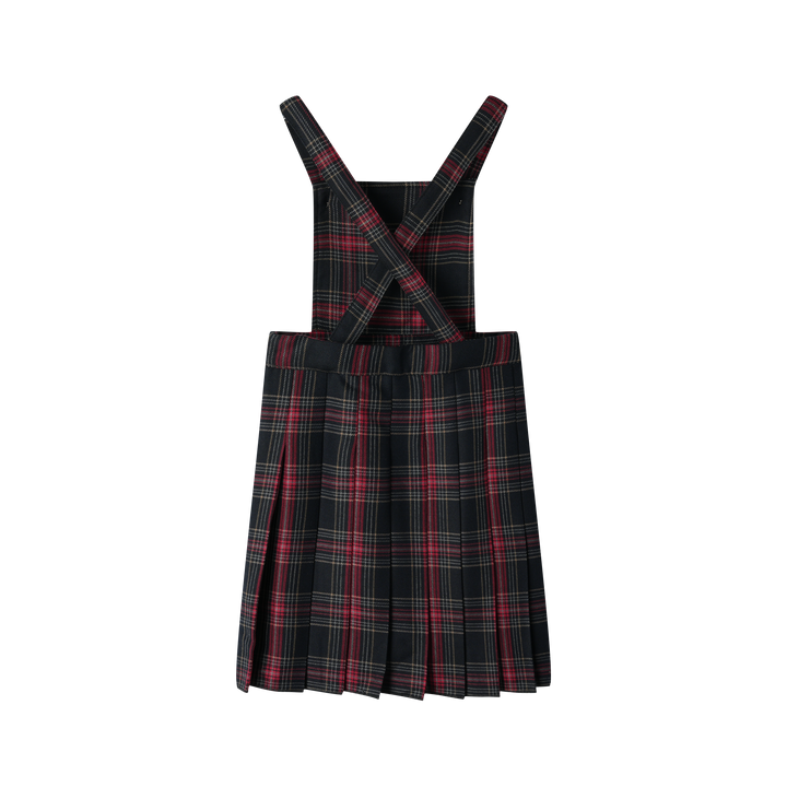 plaid pleated pinafore - burgundy plaid