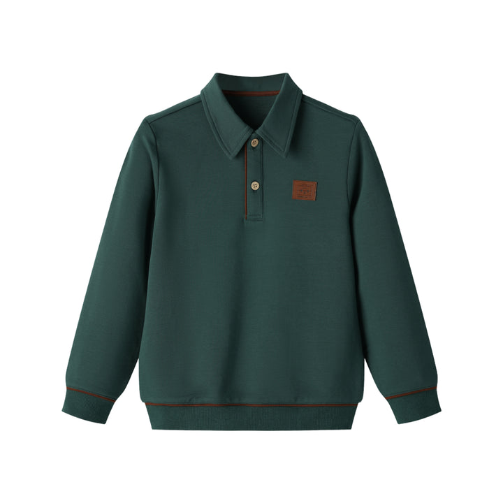 boys polo with trim - green