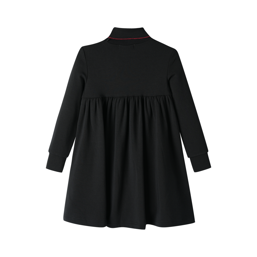 waisted turtleneck dress - black