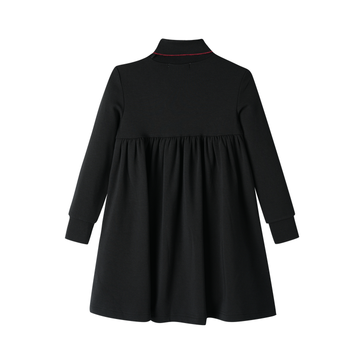 waisted turtleneck dress - black