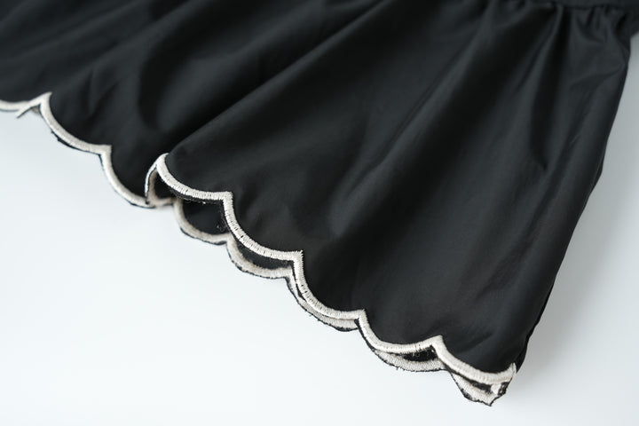 flutter sleeve taffeta jumper - black